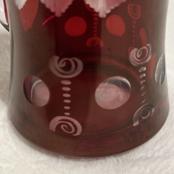 Egermann Bohemian Ruby Cut Glass Stein Pewter Lid Beer Tankard Deer Stag Czech - Picture 11 of 13